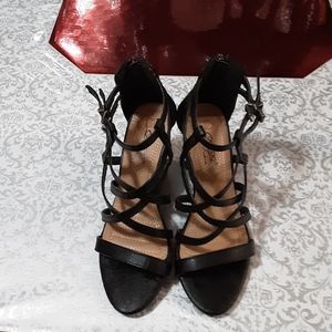 BLACK heels Leather Sandals